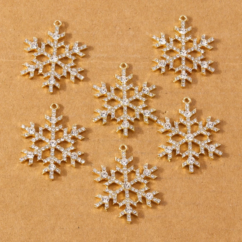 5pcs 38*30mm Luxury Crystal Rhinestone Snowflake Pendant Charms for Jewelry Making Earrings Necklace DIY Accessories Supplies