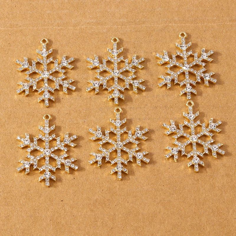 5pcs 38*30mm Luxury Crystal Rhinestone Snowflake Pendant Charms for Jewelry Making Earrings Necklace DIY Accessories Supplies