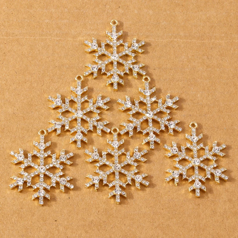 5pcs 38*30mm Luxury Crystal Rhinestone Snowflake Pendant Charms for Jewelry Making Earrings Necklace DIY Accessories Supplies