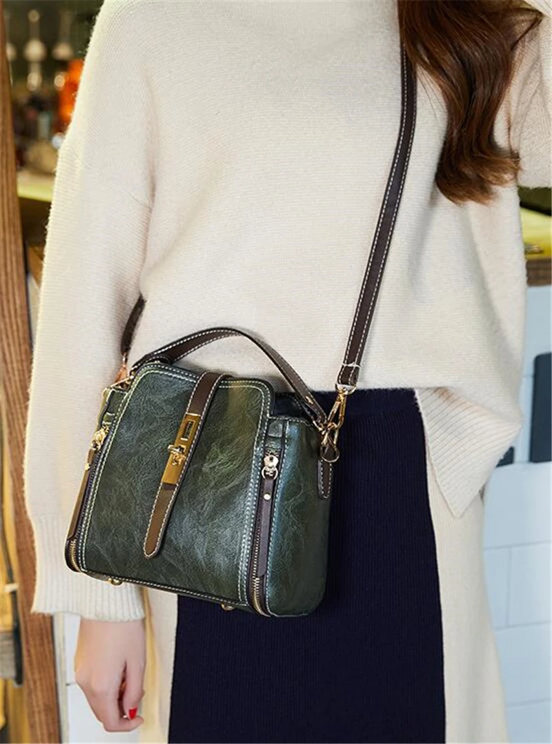 PU Leather Handbags for Women Designer Top Handle Bag Vintage Single Shoulder Bag Ladies Luxury Brand Crossbody Messenger Bags