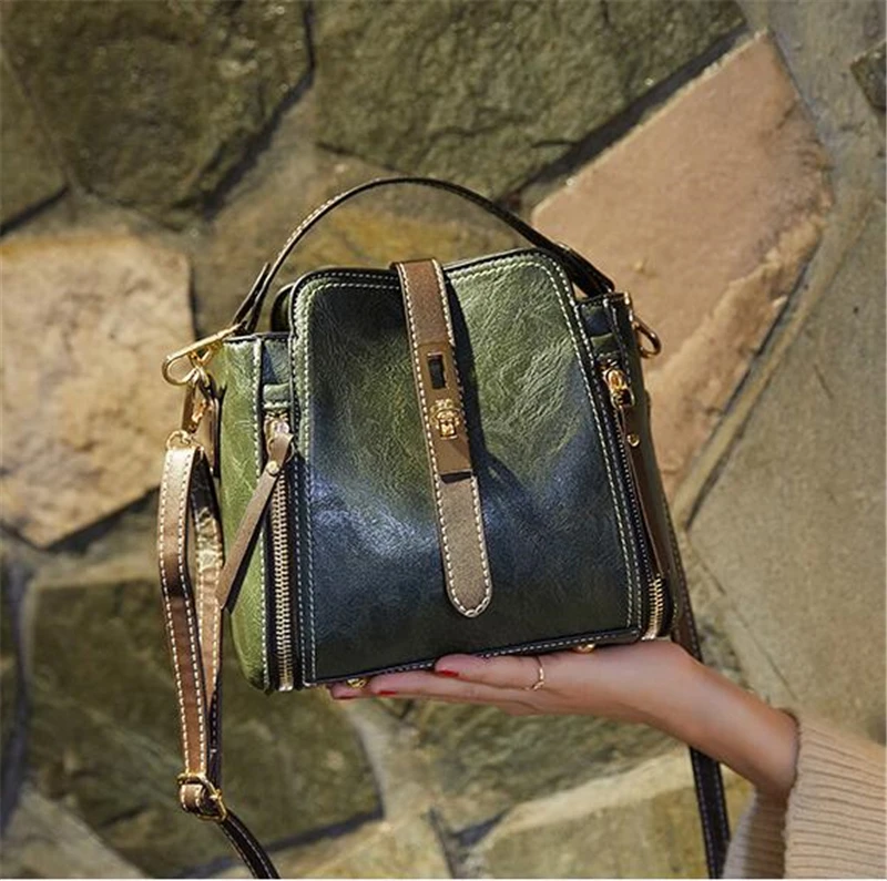 PU Leather Handbags for Women Designer Top Handle Bag Vintage Single Shoulder Bag Ladies Luxury Brand Crossbody Messenger Bags