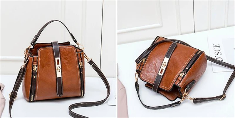 PU Leather Handbags for Women Designer Top Handle Bag Vintage Single Shoulder Bag Ladies Luxury Brand Crossbody Messenger Bags