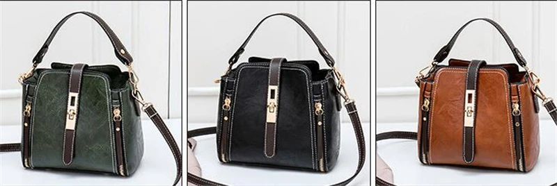 PU Leather Handbags for Women Designer Top Handle Bag Vintage Single Shoulder Bag Ladies Luxury Brand Crossbody Messenger Bags