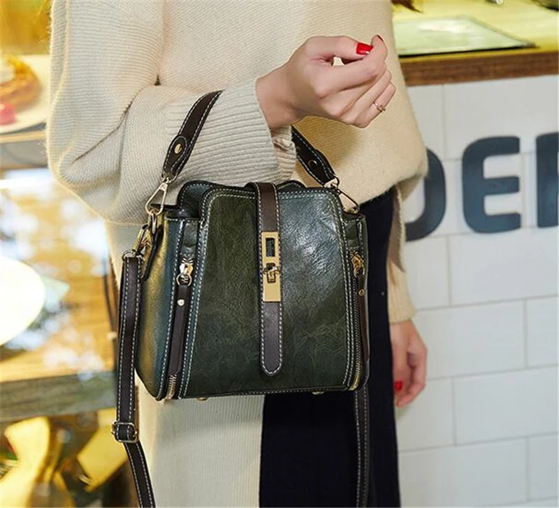 PU Leather Handbags for Women Designer Top Handle Bag Vintage Single Shoulder Bag Ladies Luxury Brand Crossbody Messenger Bags