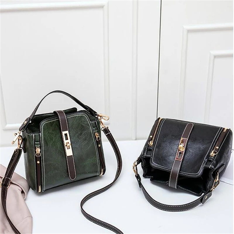 PU Leather Handbags for Women Designer Top Handle Bag Vintage Single Shoulder Bag Ladies Luxury Brand Crossbody Messenger Bags