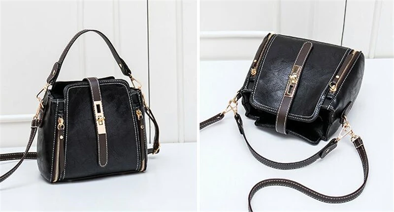 PU Leather Handbags for Women Designer Top Handle Bag Vintage Single Shoulder Bag Ladies Luxury Brand Crossbody Messenger Bags