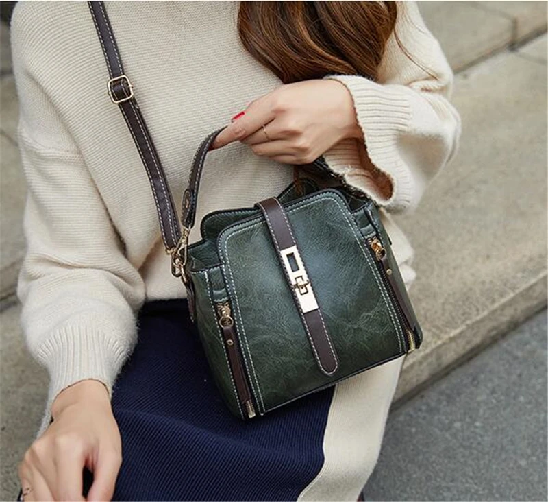 PU Leather Handbags for Women Designer Top Handle Bag Vintage Single Shoulder Bag Ladies Luxury Brand Crossbody Messenger Bags
