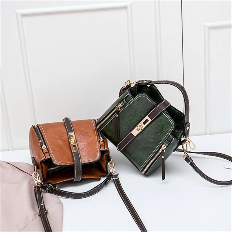 PU Leather Handbags for Women Designer Top Handle Bag Vintage Single Shoulder Bag Ladies Luxury Brand Crossbody Messenger Bags