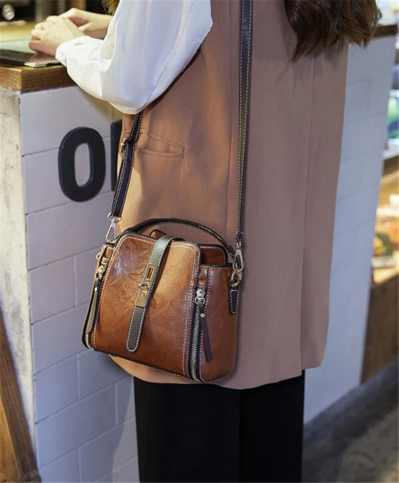 PU Leather Handbags for Women Designer Top Handle Bag Vintage Single Shoulder Bag Ladies Luxury Brand Crossbody Messenger Bags
