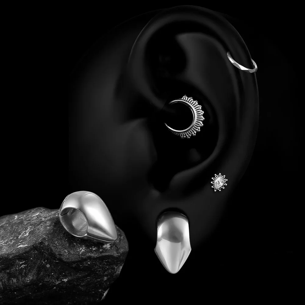 Giga 1/2Pcs 10mm(00g) Teardrop Stainless Steel Ear Hanger Weights Expander Gauges Ears Stretcher Piercing Body Jewelry Punk