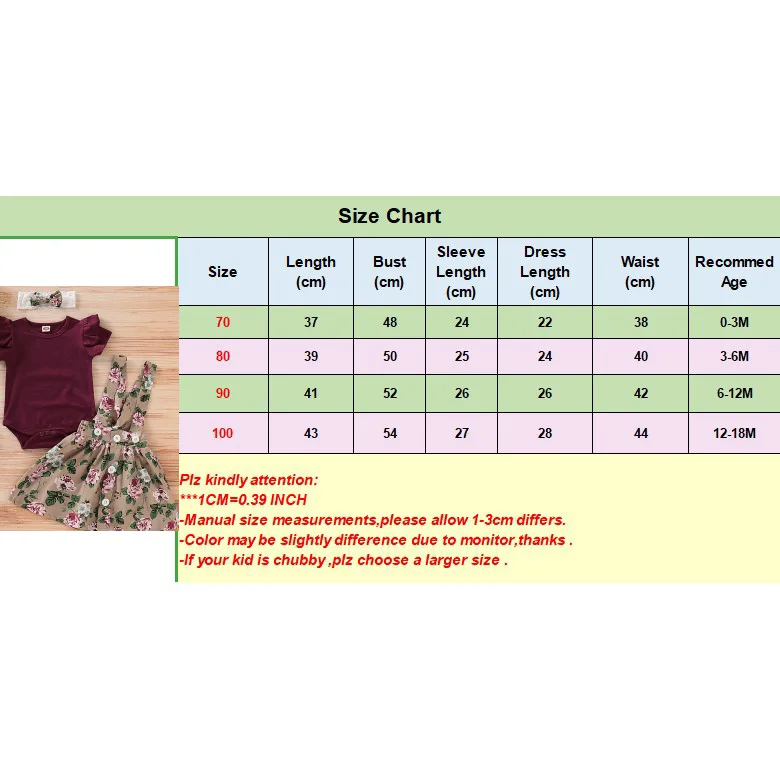 3PCS Newborn Baby Girl Christmas Clothes Set Short Sleeve Romper+Suspender Skirt+Headband Clothing Set for Toddler 0-18 Months