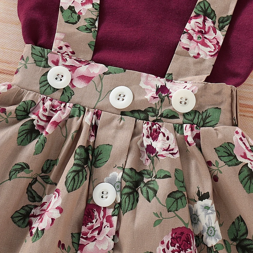 3PCS Newborn Baby Girl Christmas Clothes Set Short Sleeve Romper+Suspender Skirt+Headband Clothing Set for Toddler 0-18 Months