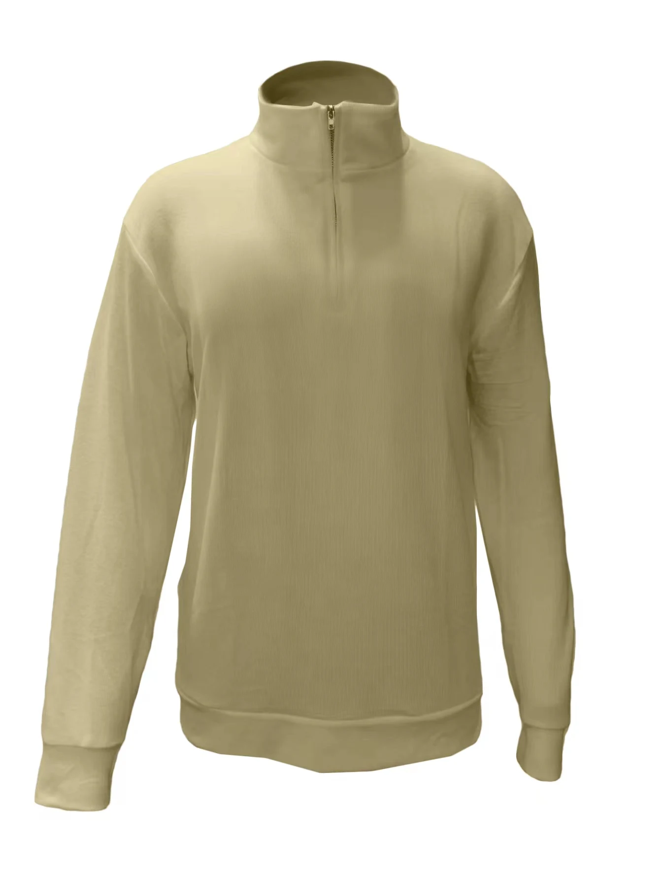 2026 Independent Station New Spring Season Long-Sleeved V-Neck Wool Velvet Zipper Men's Casual Top Polo