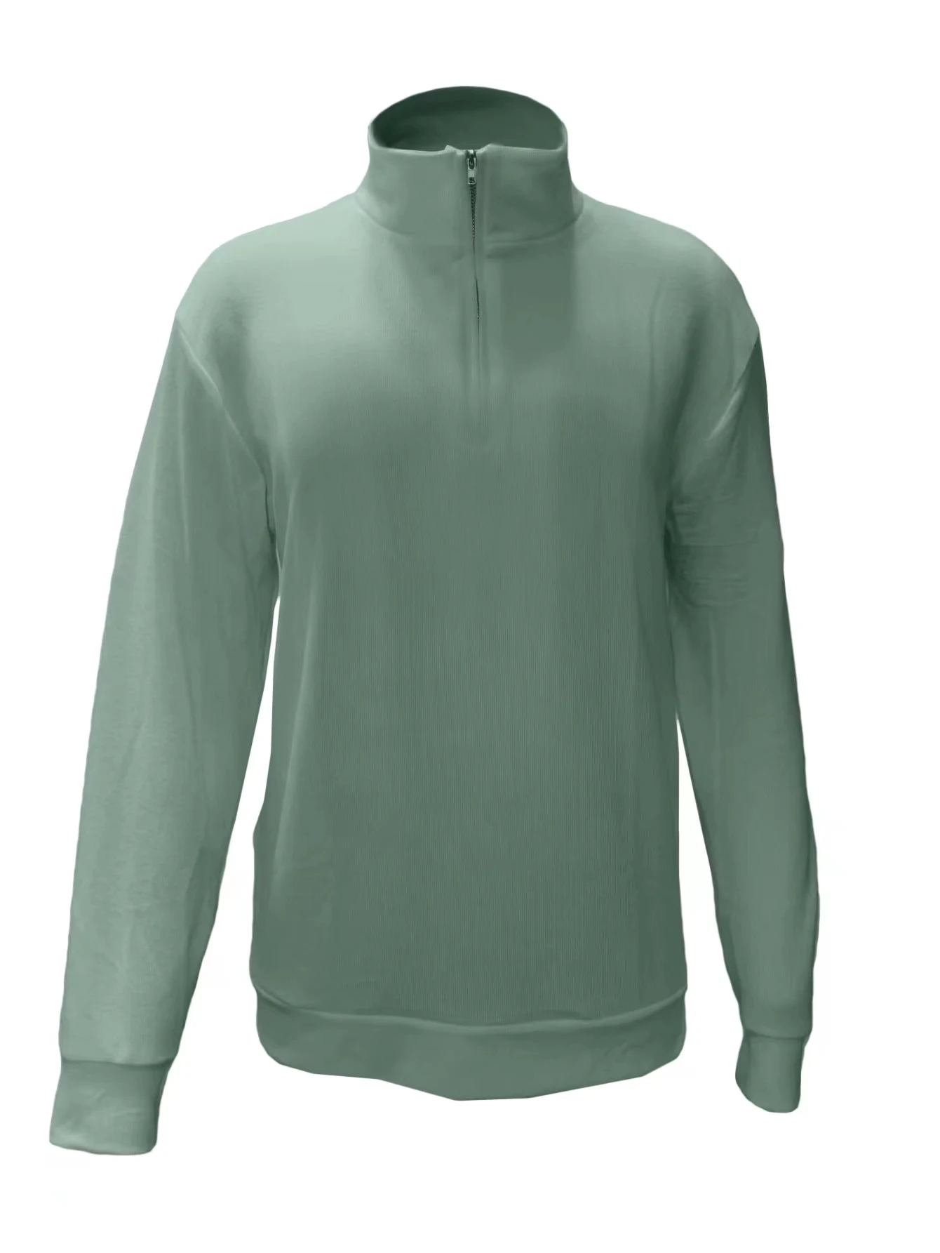 2026 Independent Station New Spring Season Long-Sleeved V-Neck Wool Velvet Zipper Men's Casual Top Polo