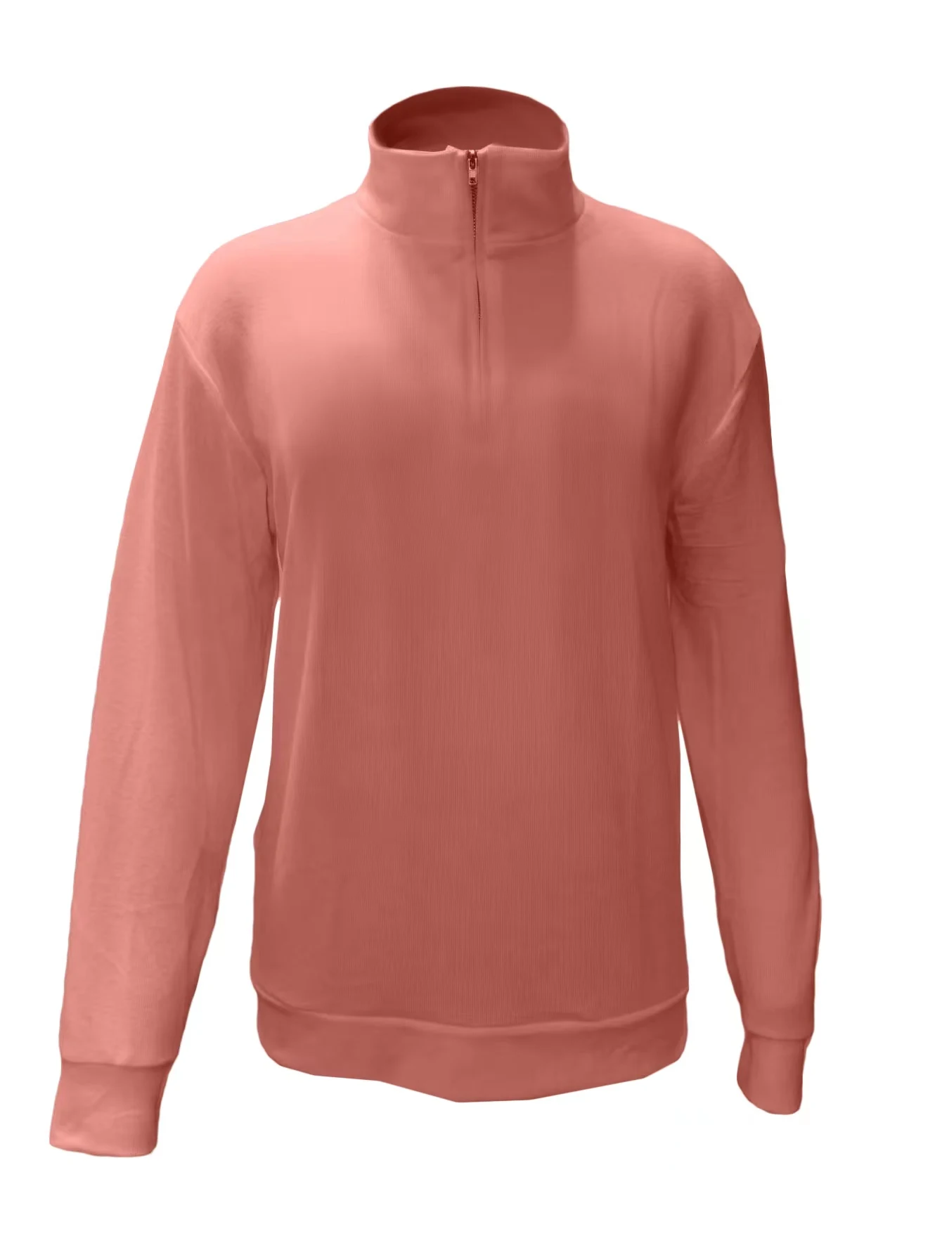 2026 Independent Station New Spring Season Long-Sleeved V-Neck Wool Velvet Zipper Men's Casual Top Polo