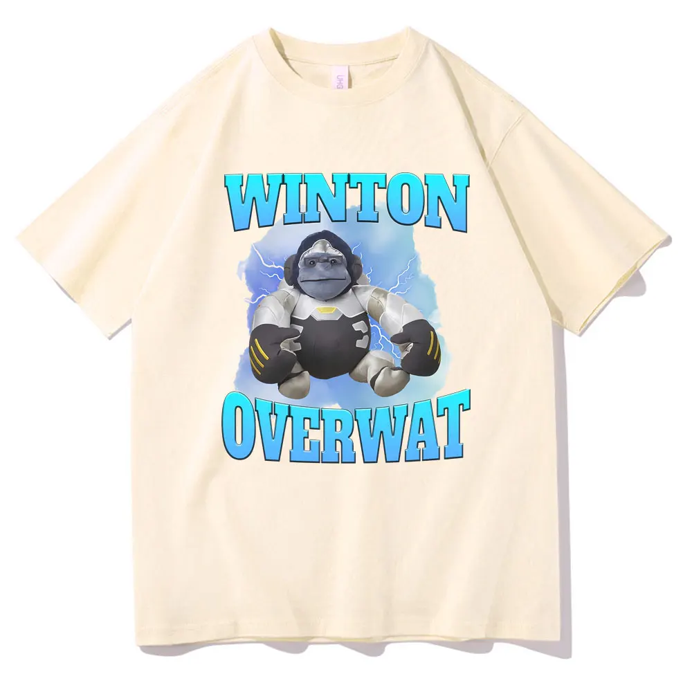 Winton Overwat Meme Funny Meme Tshirt Men's Summer Tees Men Women Fashion Oversized Streetwear Male Vintage Casual Loose T-shirt