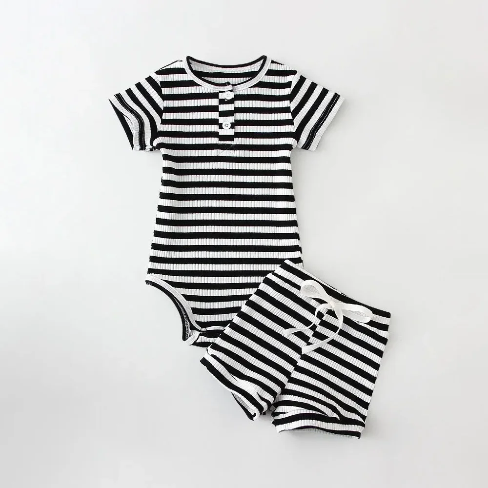 2Pcs Summer Baby Boy Clothing Sets Short Sleeve Bodysuit + Shorts Fashion Newborn Baby Clothes