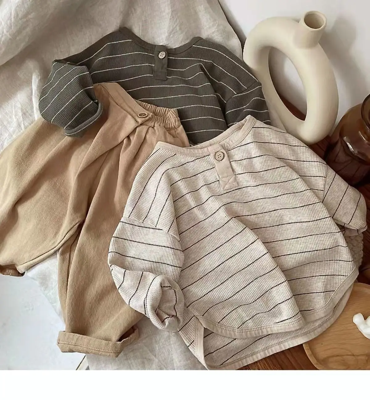 Spring Autumn New Children Casual T Shirt Loose Kids Striped T Shirts Tee Boys Girls Long Sleeve Tops Baby Clothes