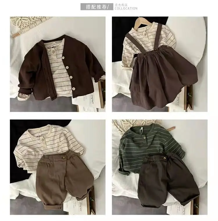 Spring Autumn New Children Casual T Shirt Loose Kids Striped T Shirts Tee Boys Girls Long Sleeve Tops Baby Clothes