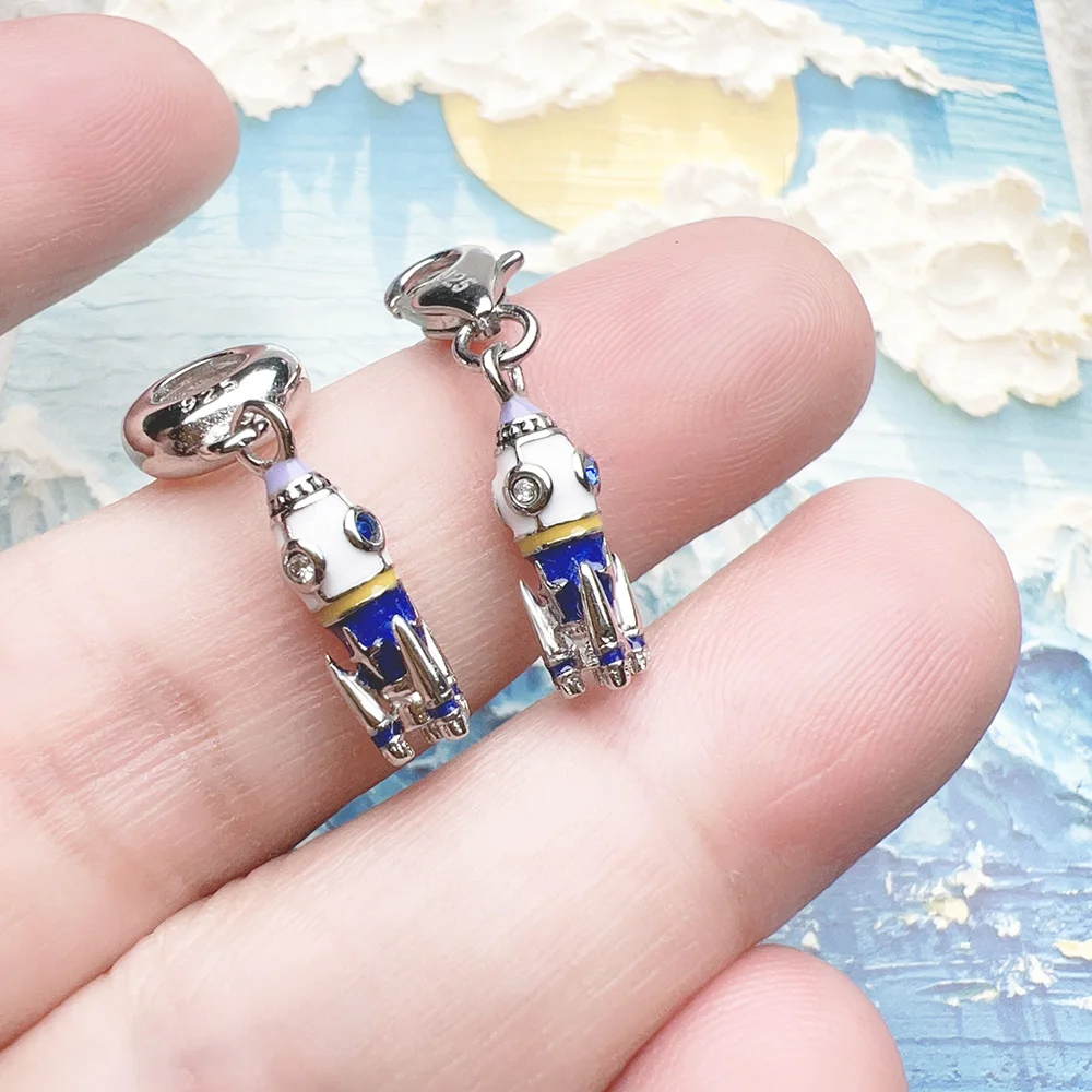 Rocket Charm Europe Style Fine Jewelry Women Men Trendy Gift In 925 Sterling Silver