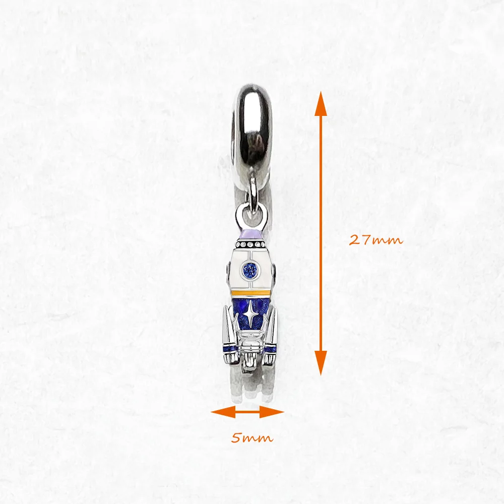 Rocket Charm Europe Style Fine Jewelry Women Men Trendy Gift In 925 Sterling Silver