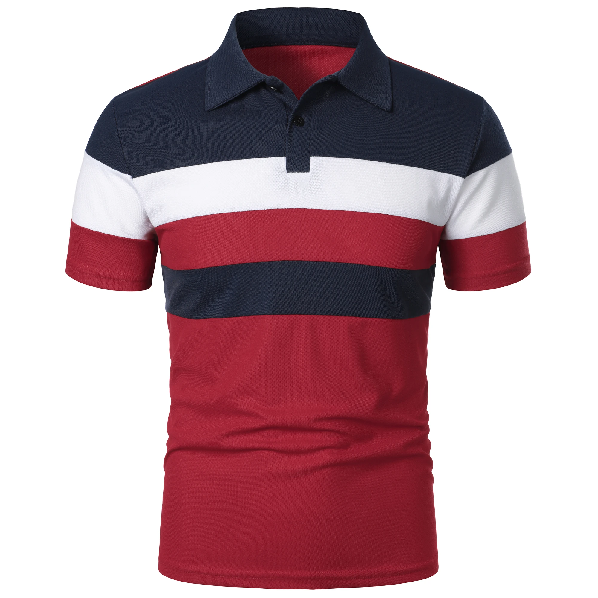 Men's short sleeve chest three stripes color matching fashion with men's lapel short sleeve men's fashion casual top T-shirt