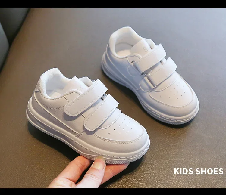 Children's Sneakers Fashion Boys Girls White School Tennis Shoes Causal Versatile Kids Running Sports Shoes Non-slip Hook Loop