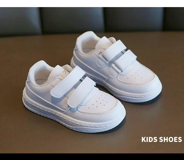 Children's Sneakers Fashion Boys Girls White School Tennis Shoes Causal Versatile Kids Running Sports Shoes Non-slip Hook Loop