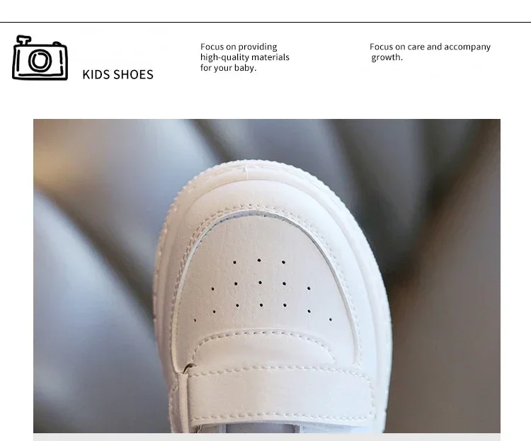 Children's Sneakers Fashion Boys Girls White School Tennis Shoes Causal Versatile Kids Running Sports Shoes Non-slip Hook Loop