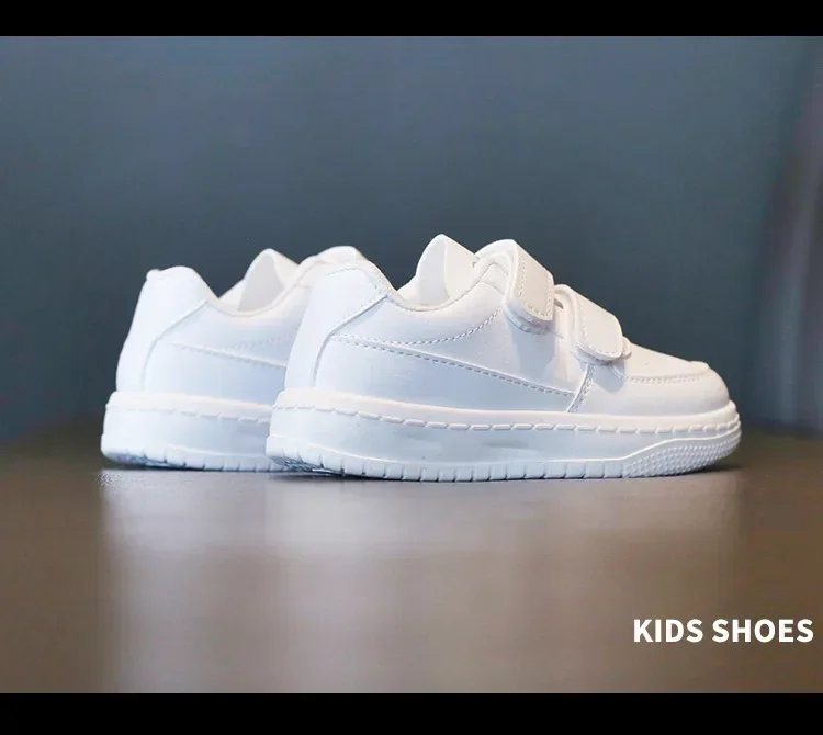 Children's Sneakers Fashion Boys Girls White School Tennis Shoes Causal Versatile Kids Running Sports Shoes Non-slip Hook Loop