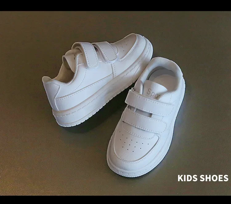 Children's Sneakers Fashion Boys Girls White School Tennis Shoes Causal Versatile Kids Running Sports Shoes Non-slip Hook Loop