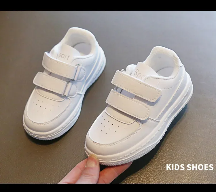 Children's Sneakers Fashion Boys Girls White School Tennis Shoes Causal Versatile Kids Running Sports Shoes Non-slip Hook Loop