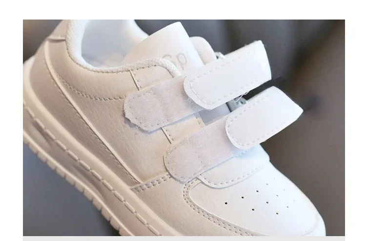 Children's Sneakers Fashion Boys Girls White School Tennis Shoes Causal Versatile Kids Running Sports Shoes Non-slip Hook Loop