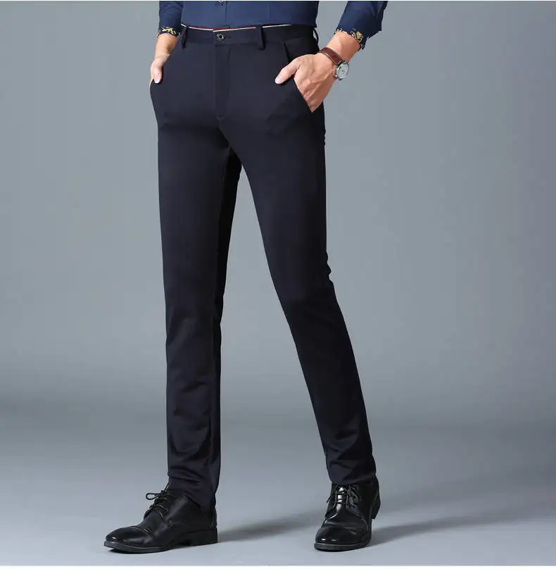 2020 Fashion Suit Pants Mens Elegant Dress Pants Solid Men Leisure Suits Trousers Male Slim Fit Pants Formal Black Blue