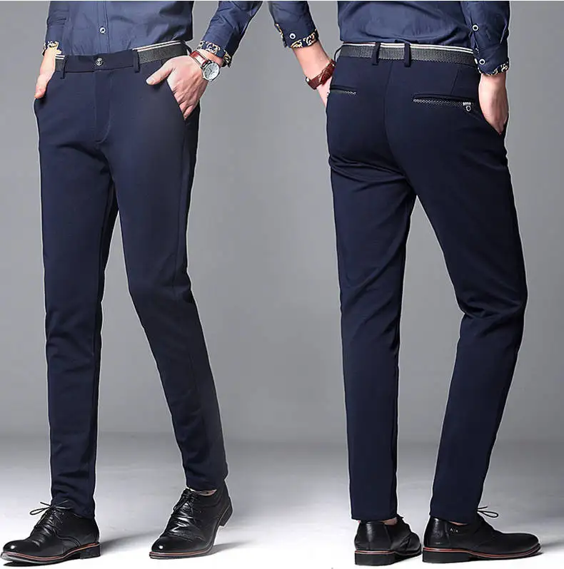 2020 Fashion Suit Pants Mens Elegant Dress Pants Solid Men Leisure Suits Trousers Male Slim Fit Pants Formal Black Blue