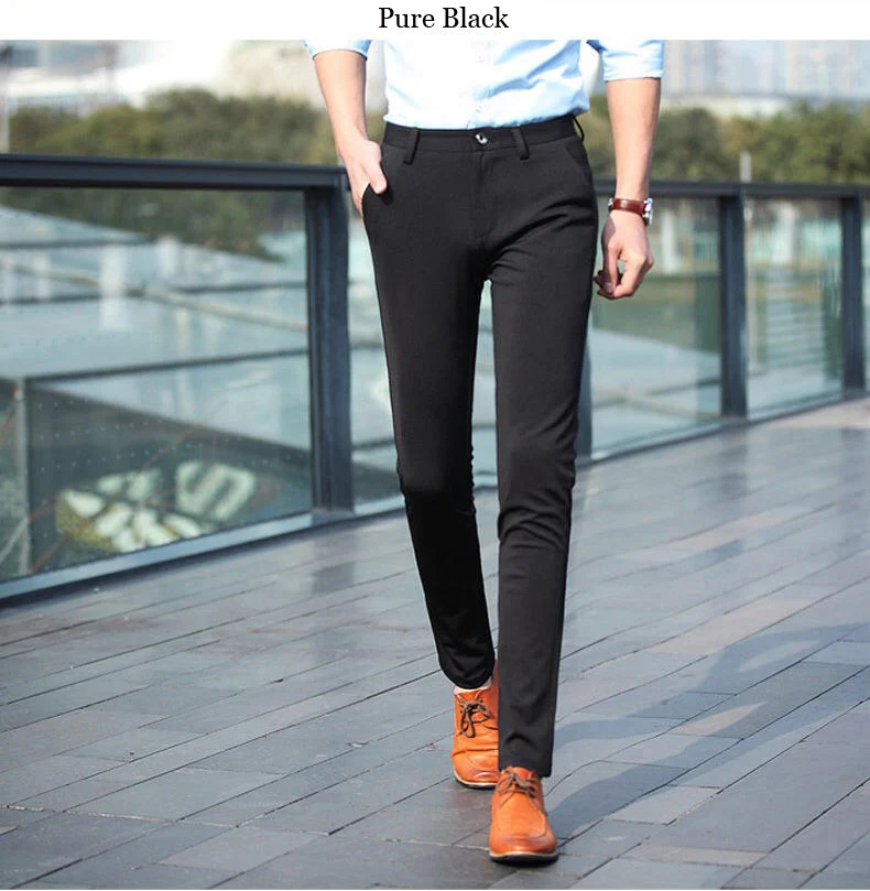2020 Fashion Suit Pants Mens Elegant Dress Pants Solid Men Leisure Suits Trousers Male Slim Fit Pants Formal Black Blue