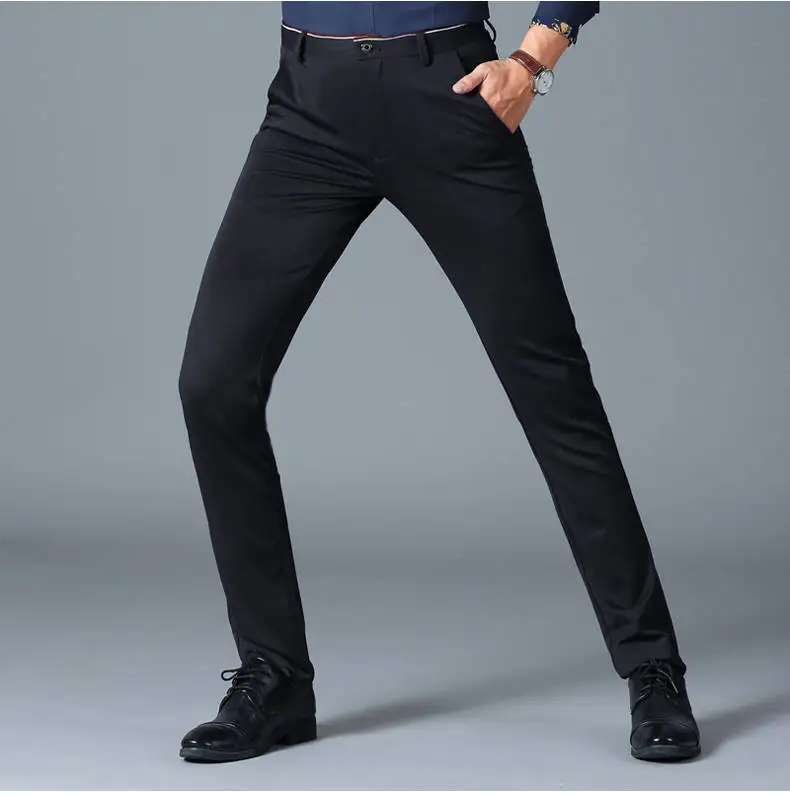 2020 Fashion Suit Pants Mens Elegant Dress Pants Solid Men Leisure Suits Trousers Male Slim Fit Pants Formal Black Blue