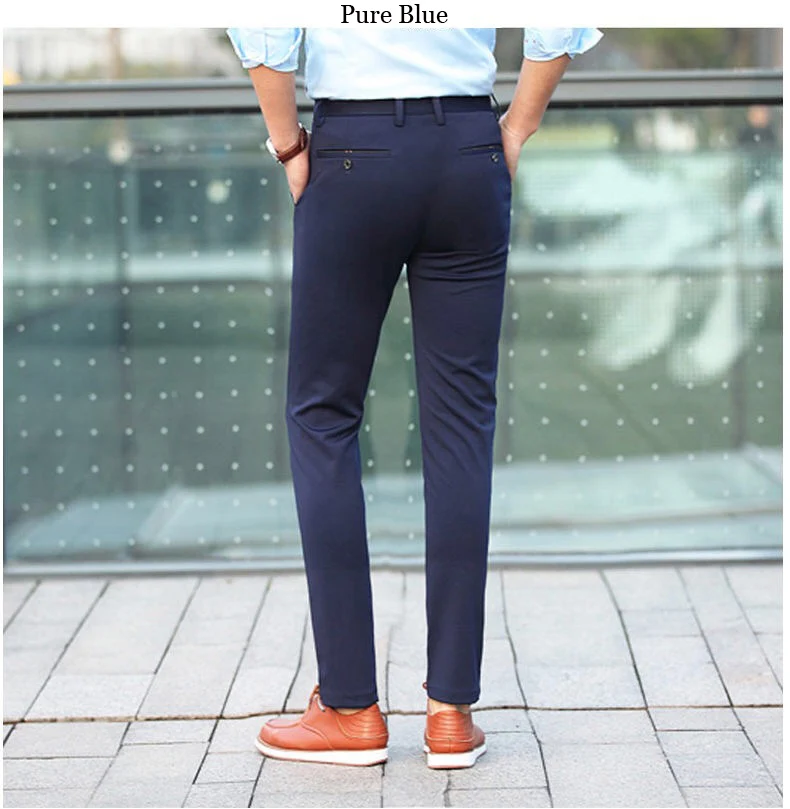 2020 Fashion Suit Pants Mens Elegant Dress Pants Solid Men Leisure Suits Trousers Male Slim Fit Pants Formal Black Blue