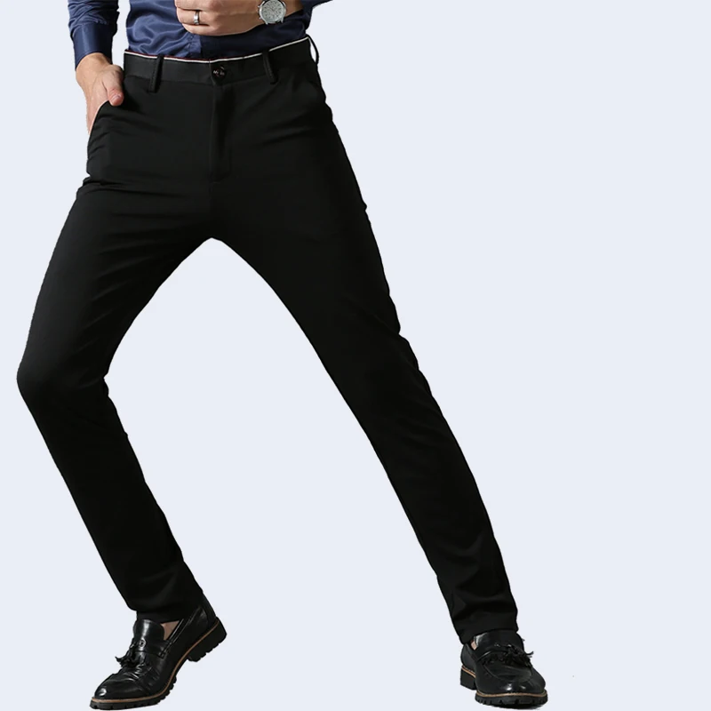 2020 Fashion Suit Pants Mens Elegant Dress Pants Solid Men Leisure Suits Trousers Male Slim Fit Pants Formal Black Blue