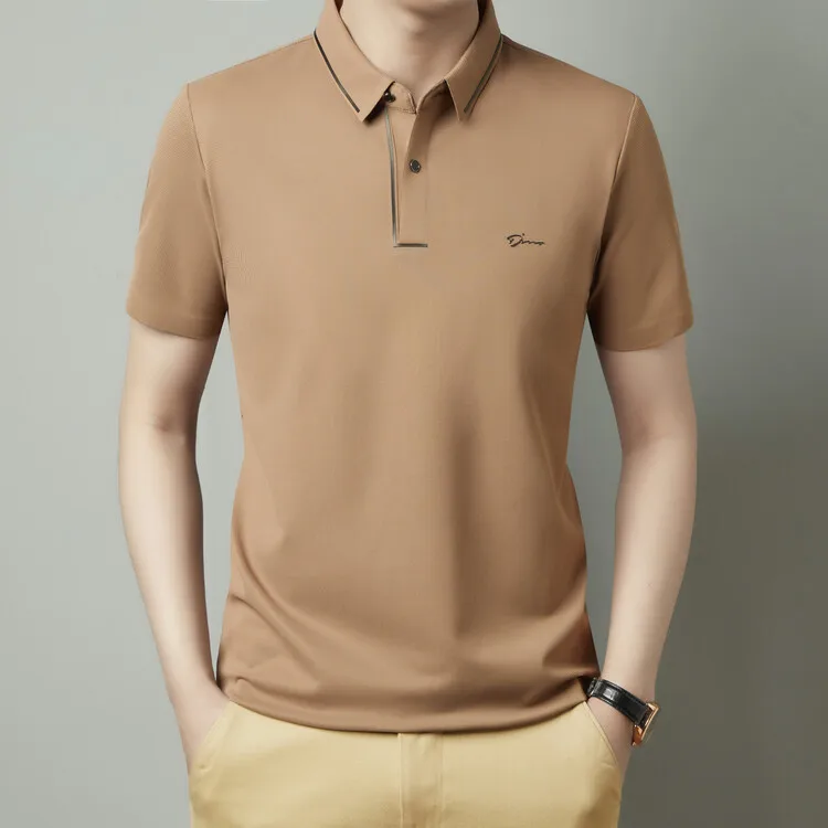 Men's New Polo Shirt, Seamless Premium Luxury Cool Fabric, Business Casual Golf, Slim Fit Blouse Collar T-shirt
