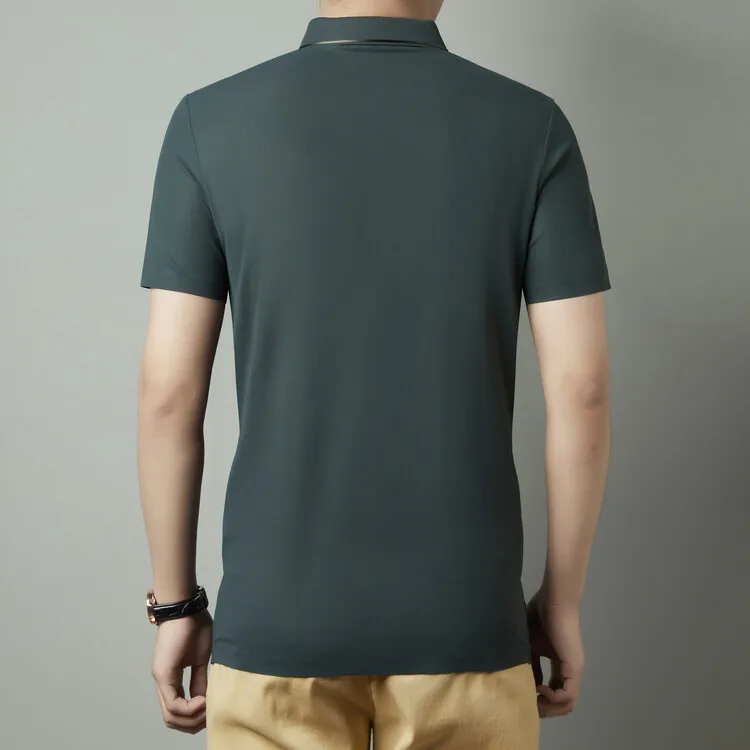 Men's New Polo Shirt, Seamless Premium Luxury Cool Fabric, Business Casual Golf, Slim Fit Blouse Collar T-shirt