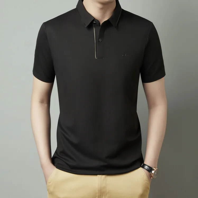 Men's New Polo Shirt, Seamless Premium Luxury Cool Fabric, Business Casual Golf, Slim Fit Blouse Collar T-shirt