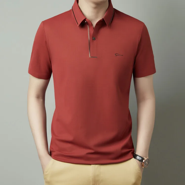 Men's New Polo Shirt, Seamless Premium Luxury Cool Fabric, Business Casual Golf, Slim Fit Blouse Collar T-shirt