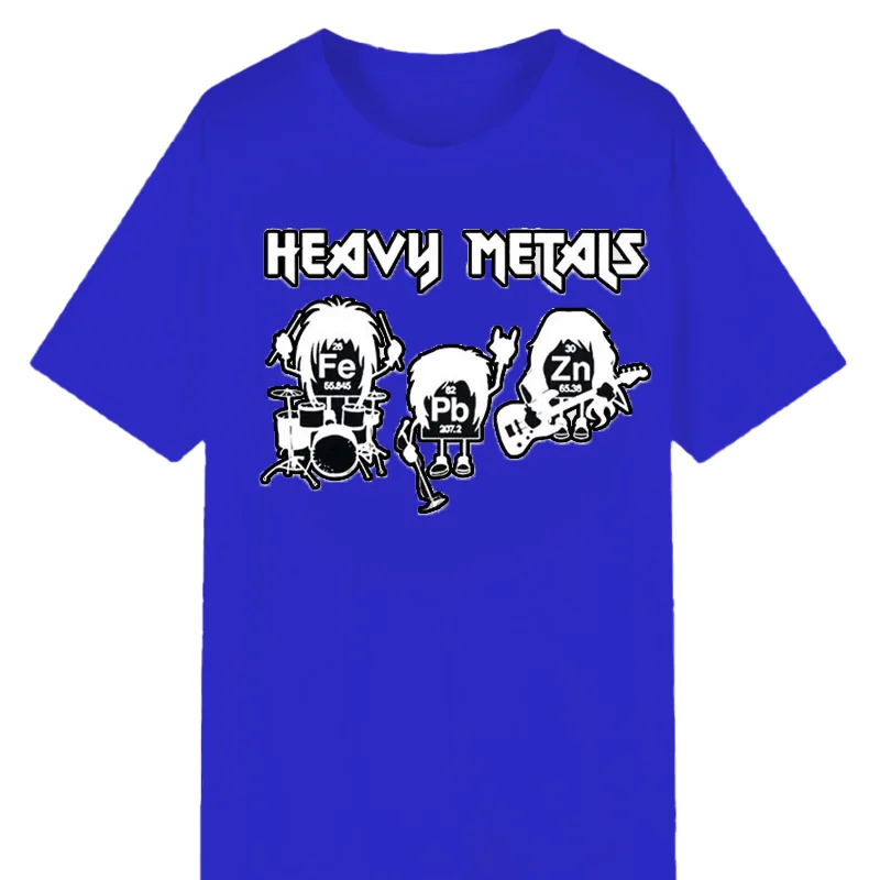 Heavy Metals Chemistry Periodic Table Rock Roll Music Physics Biology Print Men T Shirt Vintage Unisex Casual Loose T-shirt Tops