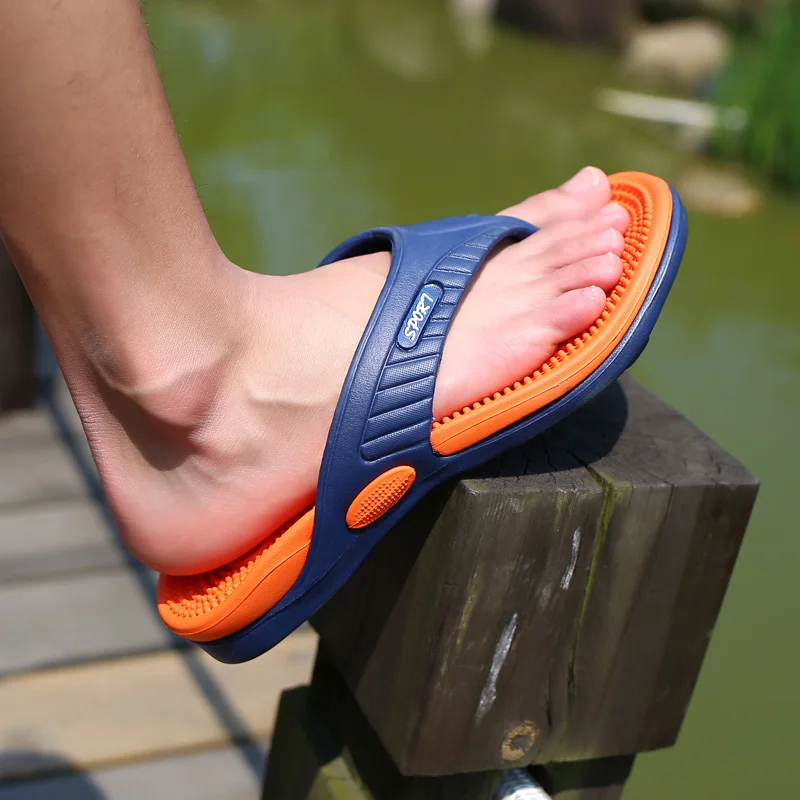 YRZL Men's Flip Flops Massage Granule Men Slippers Comfortable Beach Sandals Men Casual Shoes House Flip Flops Bathroom Shoes
