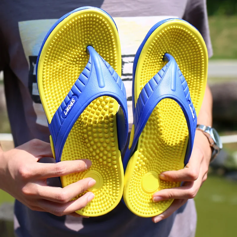 YRZL Men's Flip Flops Massage Granule Men Slippers Comfortable Beach Sandals Men Casual Shoes House Flip Flops Bathroom Shoes