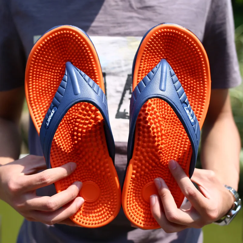 YRZL Men's Flip Flops Massage Granule Men Slippers Comfortable Beach Sandals Men Casual Shoes House Flip Flops Bathroom Shoes