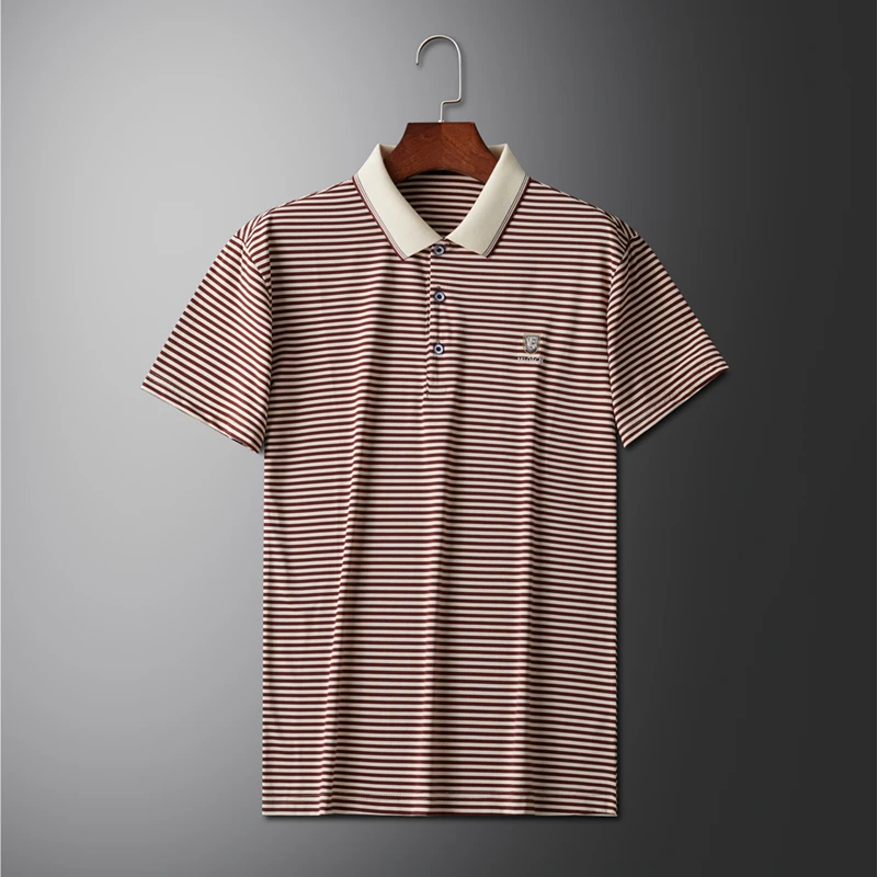 Quality breathable cotton short sleeve men's POLO shirt 2024 summer fashionable shiny diamond inlaid design top soft T-shirt
