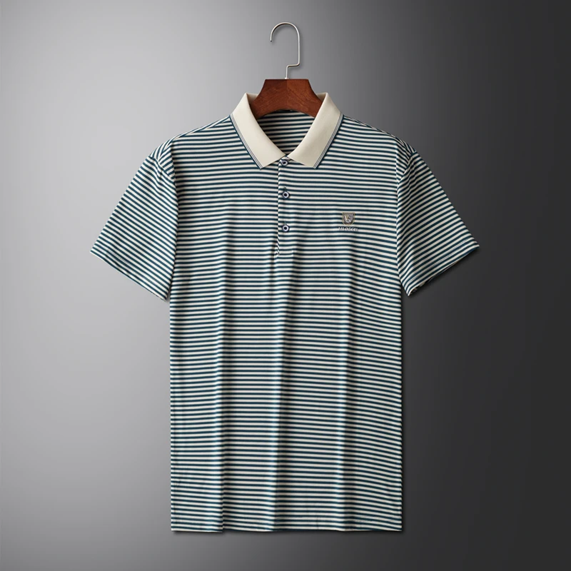 Quality breathable cotton short sleeve men's POLO shirt 2024 summer fashionable shiny diamond inlaid design top soft T-shirt