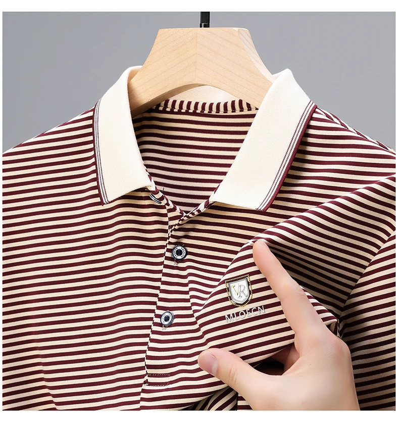 Quality breathable cotton short sleeve men's POLO shirt 2024 summer fashionable shiny diamond inlaid design top soft T-shirt